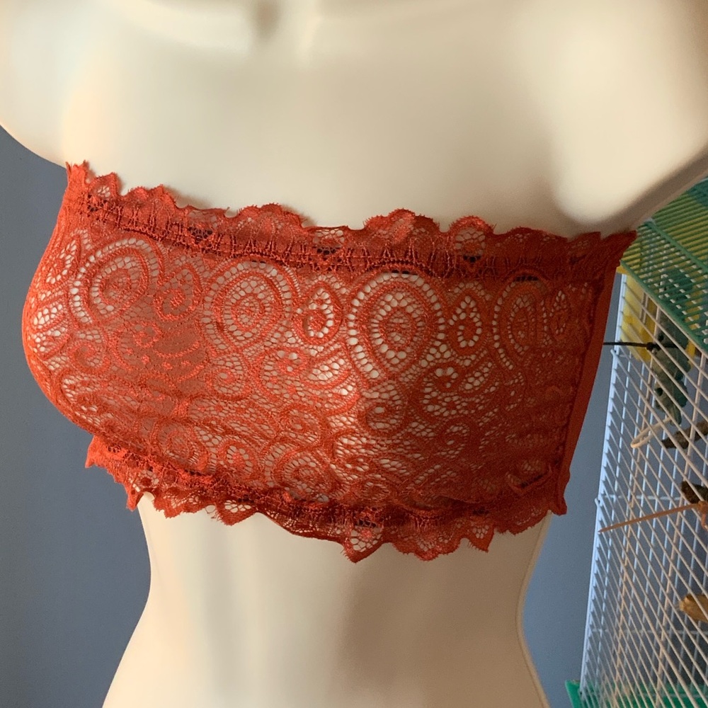 Free People Lace Bandeau in Bold Orange